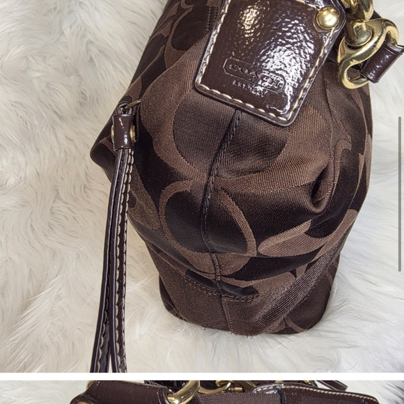 Coach EST. 1941 Signature Large CC Chocolate Brown Shoulder Bag EUC - Picture 3 of 4
